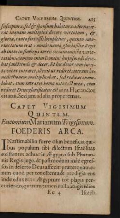 Caput Vigesimum Quintum. Encomium Marianum Trigesimum. Foederis Arca.