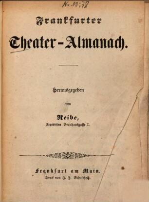 Frankfurter Theateralmanach der Vereinigten Stadttheater. 1855 (1854)