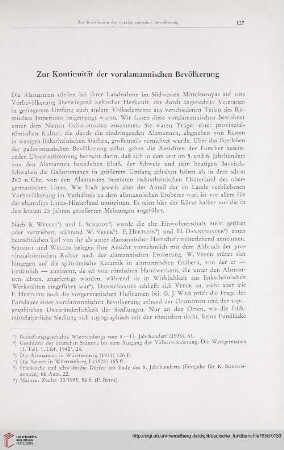 Zur Kontinuität der voralamannischen Bevölkerung