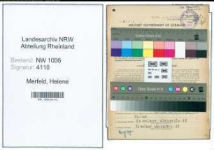 Entnazifizierung Helene Merfeld , geb. 17.04.1921 (Angestellte)