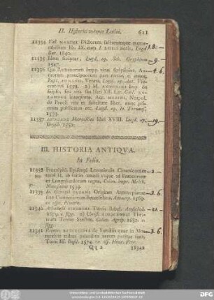 III. Historia Antiqua.