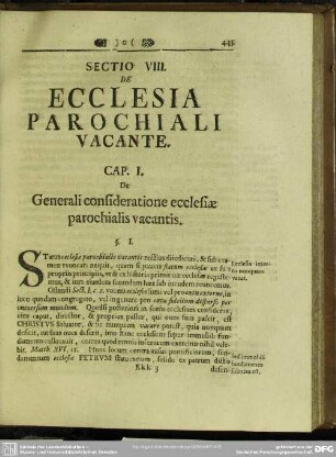 Sectio VIII. De Ecclesia Parochiali Vacante