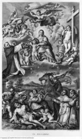 La Pinacoteca della Pontificia Accademia delle Belle Arti in Bologna pubblicata da Francesco Rosaspina Professore nell'Accademia sudetta, Bologna MDCCCXXX presso l'Autore, Tafel 31: Die Rosenkranzmadonna
