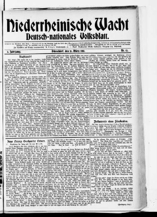 Niederrheinische Wacht : deutsch-nationales Volksblatt