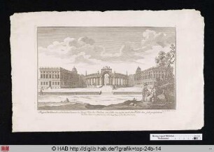 Prospect der Colonnade und der beiden Communs des Königl. Palais bei Potsdam, wie solche von aussen nach dem Walde hin, sich praesentiren.