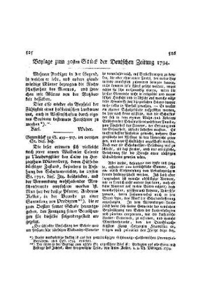 Beylage zum 30ten Stück der Deutschen Zeitung 1794