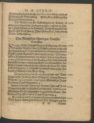 Der Römischen Theologen Teutsche Schrifften.