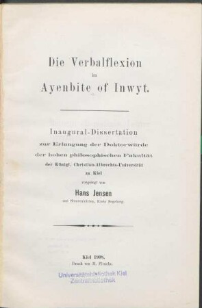 Die Verbalflexion im Ayenbite of Inwyt