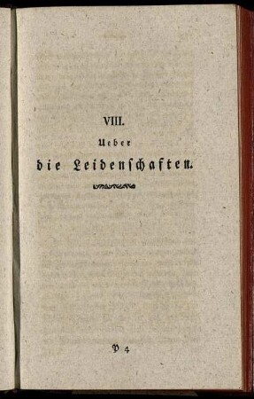 VIII. Ueber die Leidenschaften.