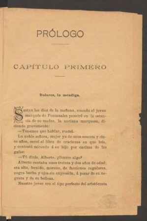 Capítulo primero - Dolores, la mendiga.