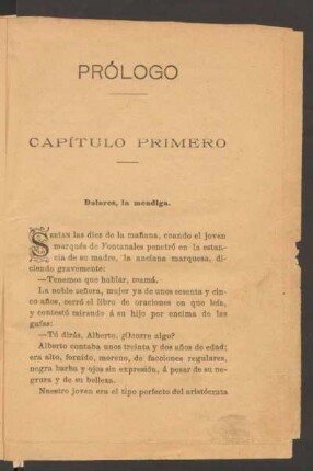 Capítulo primero - Dolores, la mendiga.
