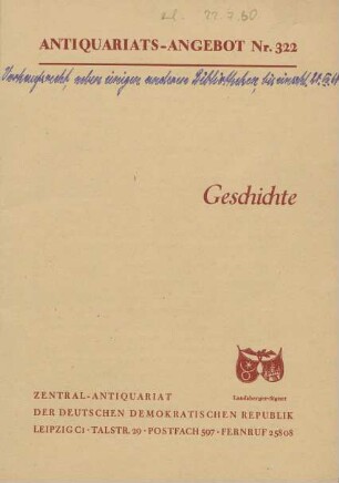 Nr. 322: Geschichte