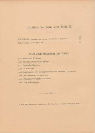 Inhaltsverzeichnis von Heft 16