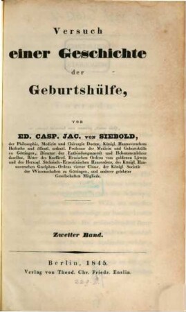 Versuch einer Geschichte der Geburtshülfe, 2