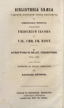 Xenophontis Opera omnia, 2. Continens De Socrate commentarios