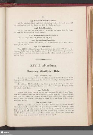 XXVIII. Abtheilung. Bereitung künstlicher Hefe