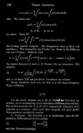 III. Nebenbedingungen: u = 0 für t = 0, u = c für x = 0
