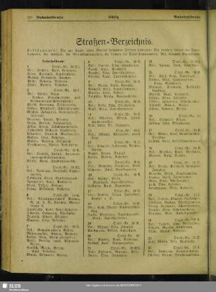Häuserbuch : Straßen-Verzeichnis