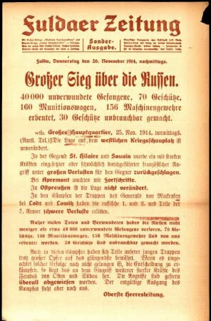 Ausgabe vom Donnerstag, den 26. November 1914.