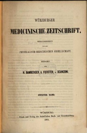 Würzburger medicinische Zeitschrift. 2, 2. 1861