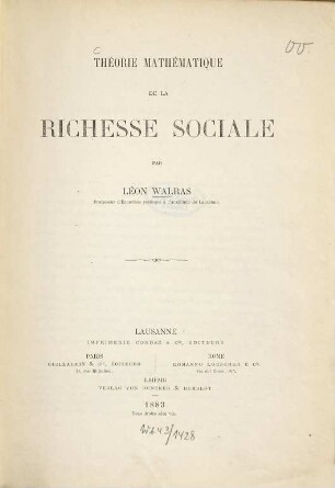 Théorie mathématique de la richesse sociale
