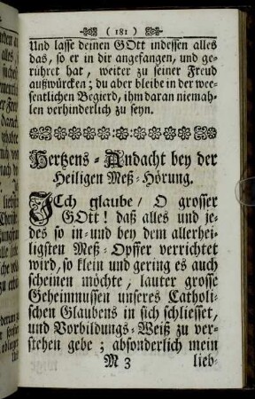 Hertzens-Andacht bey der Heiligen Meß-Hörung.