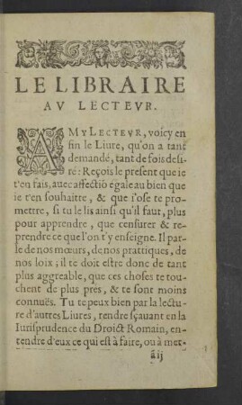 Le Libraire au Lecteur.