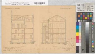 Burgsteinfurt (Steinfurt) Gymnasium Blatt 6 Schnitte 1861 100 Fuß = 26,2 cm 32 x 48 kol. Zeichnung Staatshochbauamt Münster