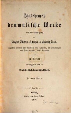 Shakespeare's dramatische Werke, 10