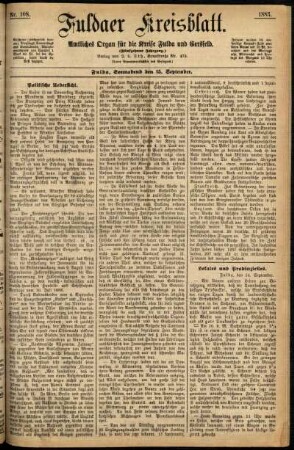 Ausgabe vom Samstag, den 15. September 1883.