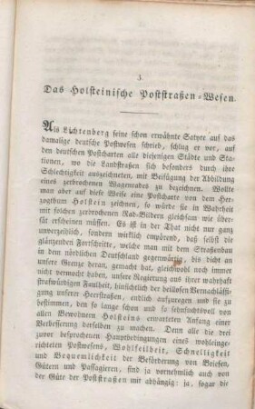 3. Das Holsteinische Poststraßen-Wesen.
