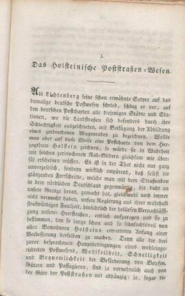 3. Das Holsteinische Poststraßen-Wesen.