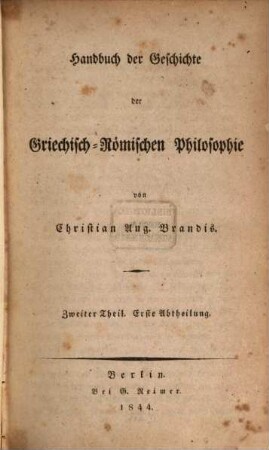 Handbuch der Geschichte der griechisch-römischen Philosophie, 2,1