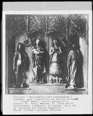 Flügelaltar aus Stetten im Remstal, Heiliger Georg, Madonna, Heiliger Vitus und Heiliger Bartholomäus