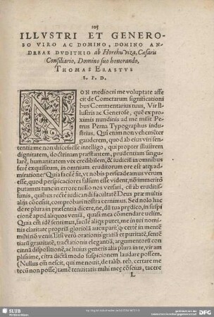 Illustri et Generoso viro ac Domino, Domino Andreae Duditho.