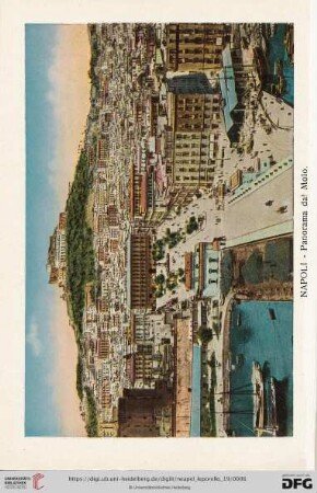 Napoli – Panorama dal Molo. – Panorama du mole. – Panorama from the Mole. – Panorama vom Hafendamm.
