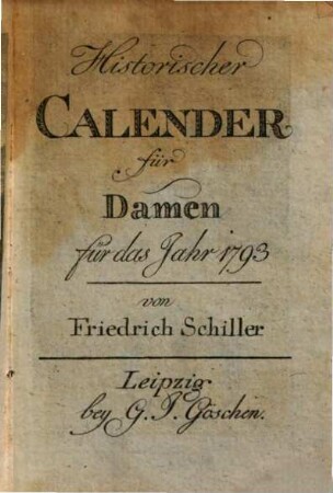 Historischer Calender für Damen : Für das Jahr ..., 1793