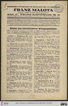 Bücher aus verschiedenen Wissensgebieten [Katalog A - Z] (Nr. 1 - 699)