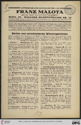 Bücher aus verschiedenen Wissensgebieten [Katalog A - Z] (Nr. 1 - 699)