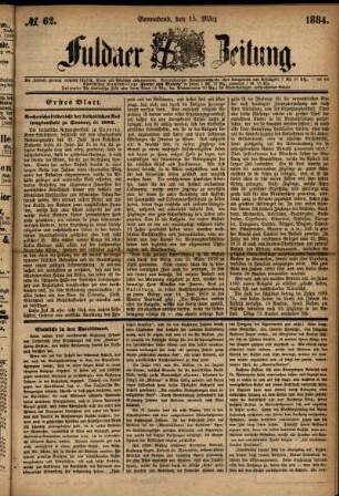 Ausgabe vom Samstag, den 15. März 1884.