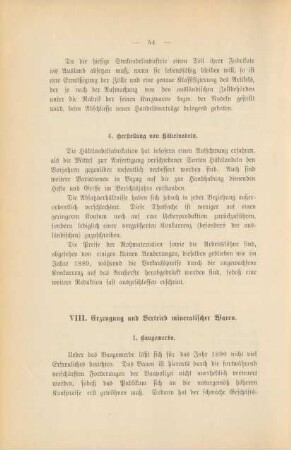 VIII. Erzeugung und Vertrieb mineralischer Waren.