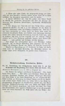 IV. Reichsverwaltung, Territorien, Städte