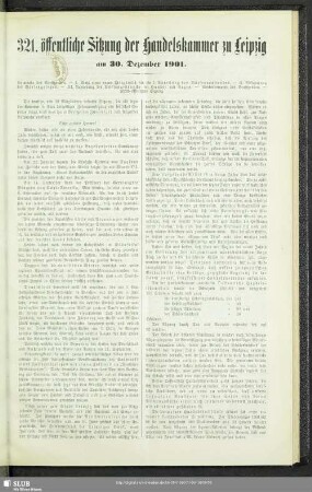 321. öffentliche Sitzung der Handelskammer zu Leipzig am 30. Dezember 1901