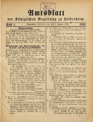 Amtsblatt für den Regierungsbezirk Hildesheim. 1891