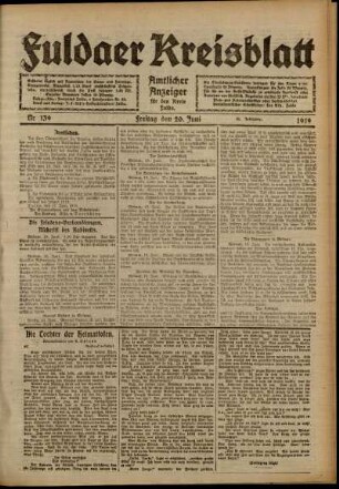 Ausgabe vom Freitag, den 20. Juni 1919.