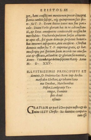Illustrissimis Prinicipibus Et dominis, D. Friderico ... et Iohanni Saxoniae Ducibus ...