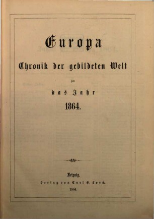 Europa : Chronik der gebildeten Welt. 1864,1, 1864,[1]