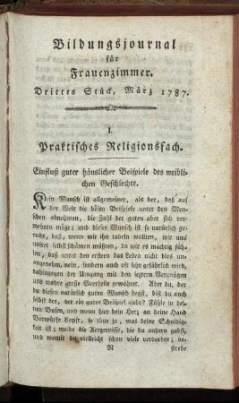Drittes Stück, März 1787