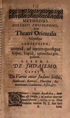 Compendium theologiae Iudaicae methodo scholastica ...