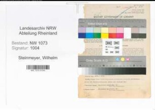 Entnazifizierung Wilhelm Steinmeyer , geb. 09.09.1890 (Kaufmann)